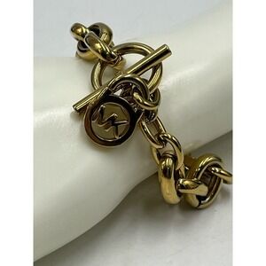 Michael Kors Gold-Tone Link Padlock‎ Toggle Bracelet